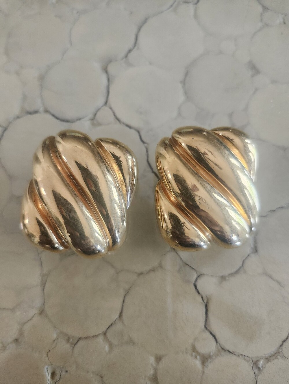 St. John Vintage Large Gold-tone Clip-On Earrings